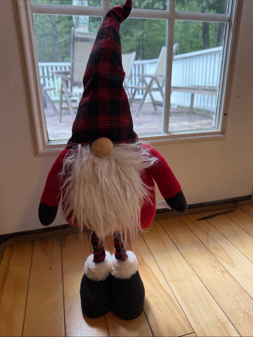 Kohl's Red & Black Plaid Holiday Gnome Décor with Faux Fur Beard